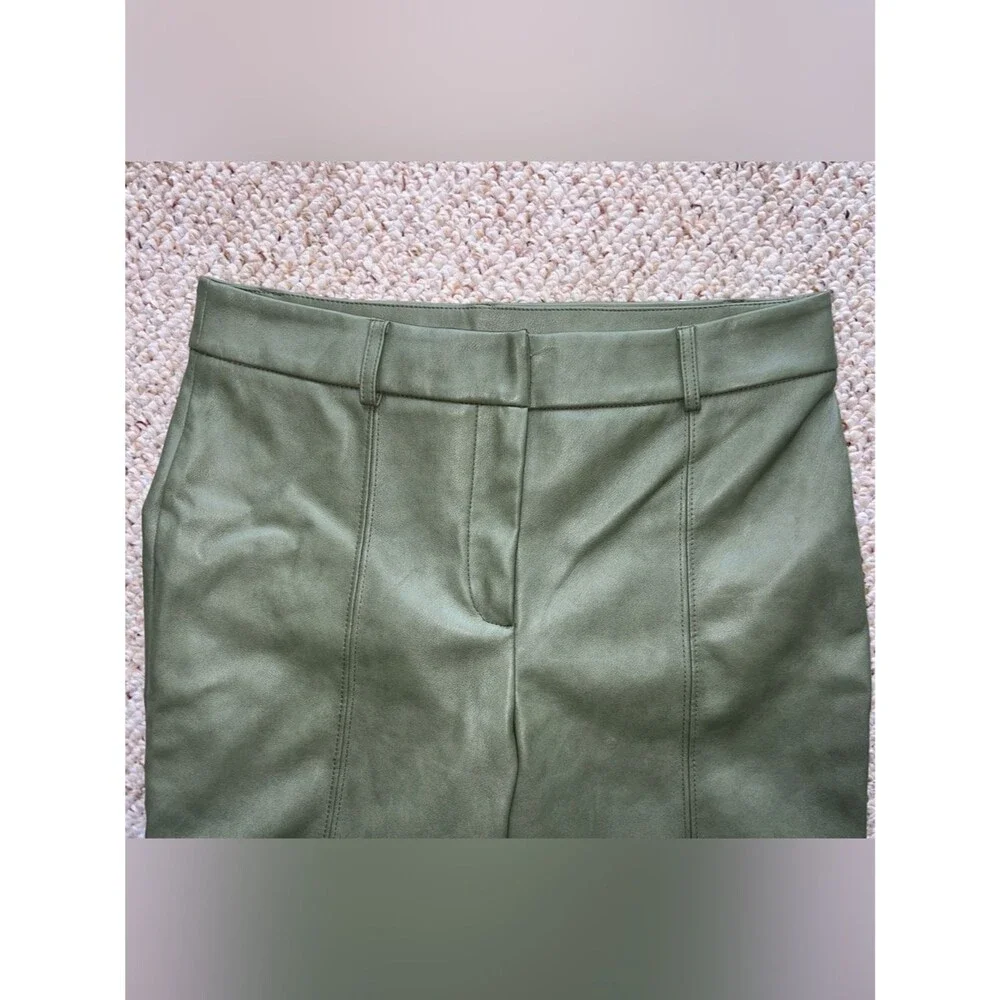 7 For All Mankind Medium Olive Wide-Leg Faux Leather Pants